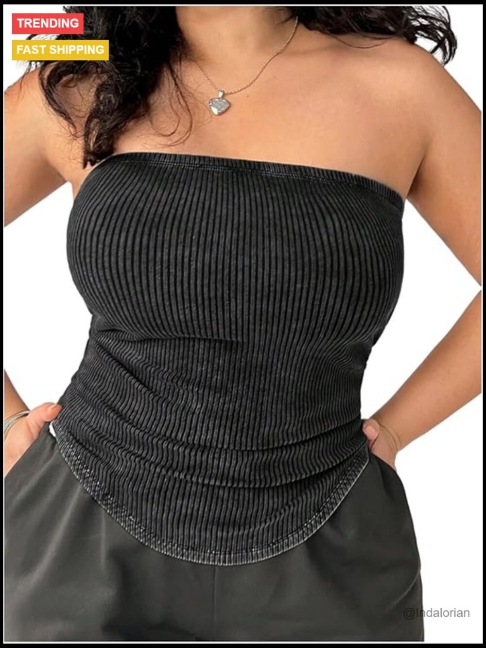 Plus Size Ruched Strapless Tube Top Sleeveless Asymmetrical Bandeau Knit Top